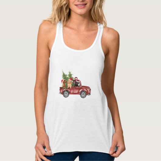 Dachshund On Car Christmas Ornament Xmas Ornaments Tank Top (Vorderseite)