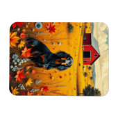 dachshund on the farm in autumn magnet (Horizontal)