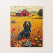 dachshund on the farm in autumn puzzle (Vertikal)