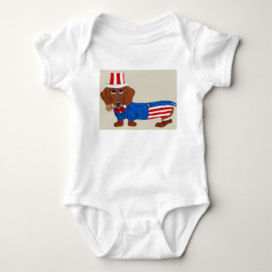 Dachshund Onkel Sam Baby Strampler