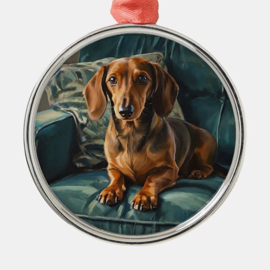 Dachshund Ornament Aus Metall (Vorne)