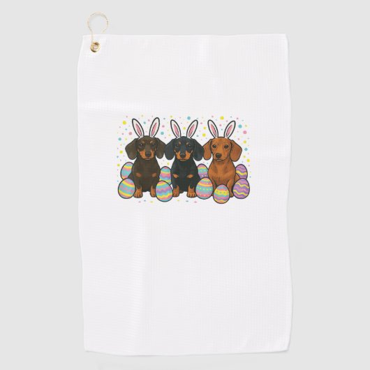 Dachshund Ostern T-Shirt Golfhandtuch (Vorderseite)