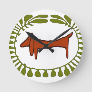 Dachshund Oval Runde Wanduhr