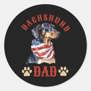 Dachshund Papa Hund Vatertag 4. Juli  Runder Aufkleber
