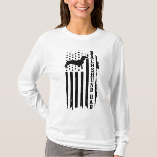 Dachshund Papa Vintage Amerikanische Flagge Patrio T-Shirt