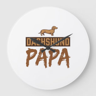 Dachshund Papa Vintage Gravur Hund Papa Design_1 Große Wanduhr