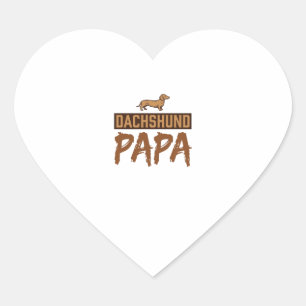 Dachshund Papa Vintage Gravur Hund Papa Design_1 Herz-Aufkleber