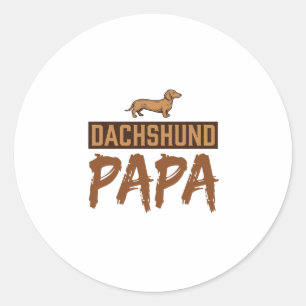 Dachshund-Papa Vintage Gravur Hund Papa Design_1 Runder Aufkleber