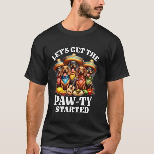 Dachshund-Party Cinco Dachshund De Mayo T-Shirt (Vorderseite)