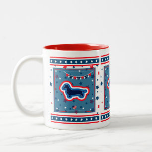 Dachshund Patriotisch Rot Weiß Und Blau 4. Juli Zweifarbige Tasse