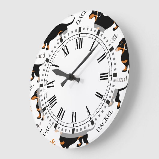 Dachshund Pattern Große Wanduhr (Winkel)
