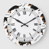 Dachshund Pattern Große Wanduhr (Vorderseite)