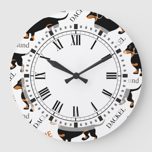 Dachshund Pattern Große Wanduhr (Vorderseite)