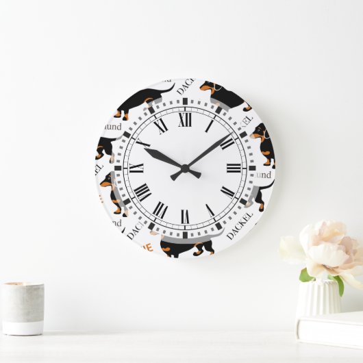 Dachshund Pattern Große Wanduhr (Zuhause)