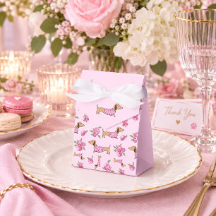 Dachshund & Pfingstrosen Florale Rosa Hochzeit Geschenkschachtel
