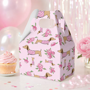 Dachshund & Pfingstrosen Florale Rosa Hochzeit  Geschenkschachtel