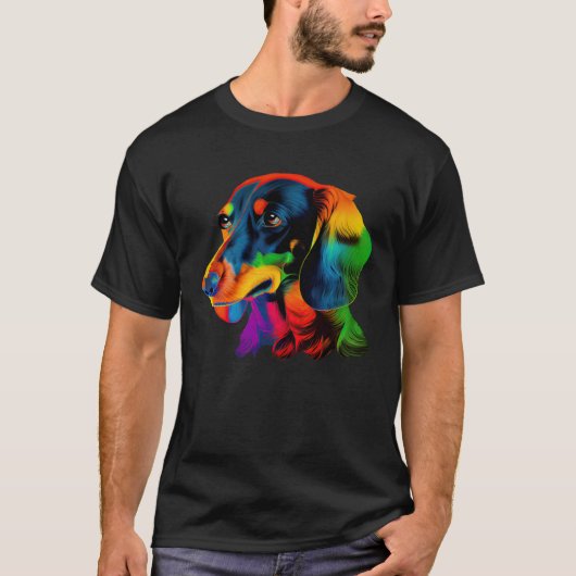 Dachshund Pop Colorful  Dachshund T-Shirt (Vorderseite)
