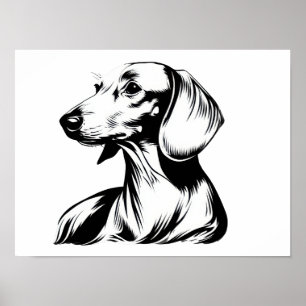Dachshund-Porträt – Minimale Dogge-Linienkunst Poster