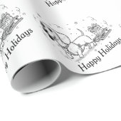 Dachshund pulling sleigh with a Christmas presents Geschenkpapier (Rolleneckpunkt)