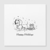 Dachshund pulling sleigh with a Christmas presents Magnetkarte (Vorderseite)