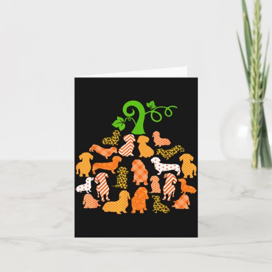 Dachshund Pumpkin Shape Plaid Leopard Dog Autumn H Karte (Vorderseite)