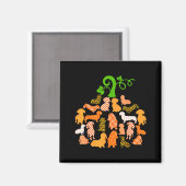 Dachshund Pumpkin Shape Plaid Leopard Dog Autumn H Magnet (Vorderseite/Rückseite)