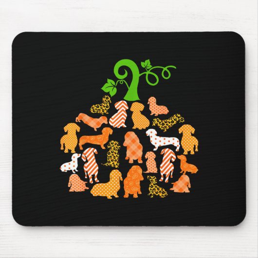 Dachshund Pumpkin Shape Plaid Leopard Dog Autumn H Mousepad (Vorne)