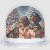 Dachshund Puppies Personalized Snow Globe Schneekugeln (Vorderseite)