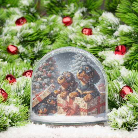 Dachshund Puppies Personalized Snow Globe Schneekugeln (Weihnachten)