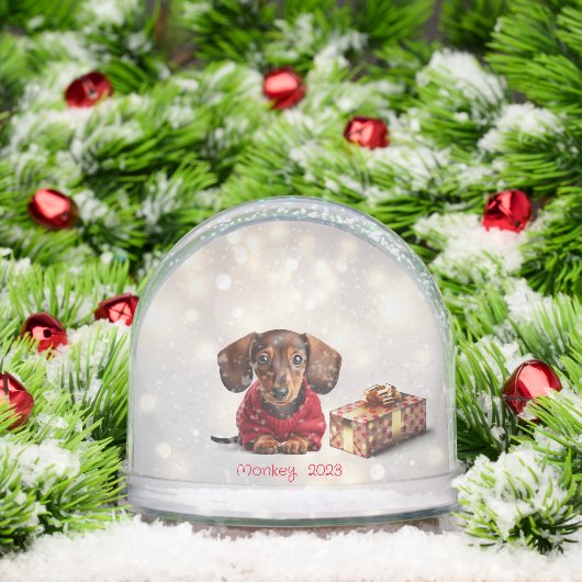 Dachshund Puppy Personalized Snow Globe Schneekugeln (Weihnachten)