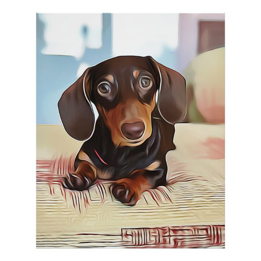 Dachshund Puppy Sits On A Sofa Fotodruck (Vorne)