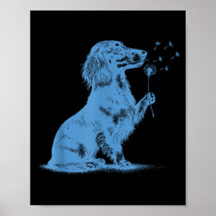 Dachshund pustet Wünsche Löwenzahn süßer Haustierl Poster