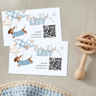 Dachshund QR-Code Baby-Registrierungs-Website Blau Begleitkarte