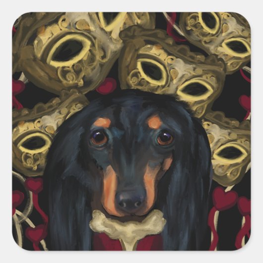 Dachshund quadratischer aufkleber (Vorderseite)