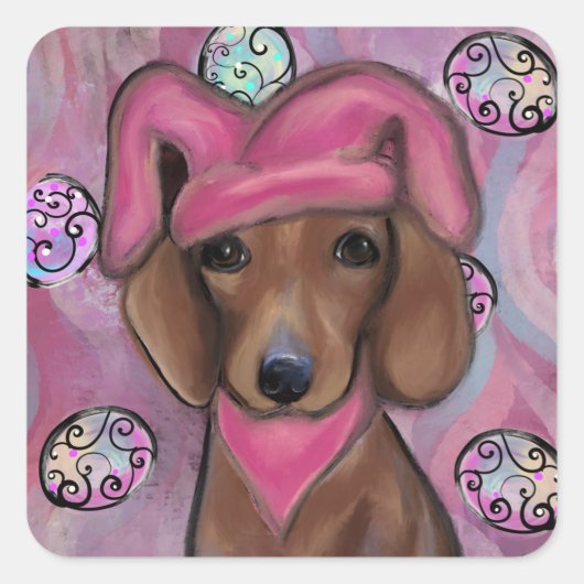 Dachshund quadratischer aufkleber (Vorderseite)