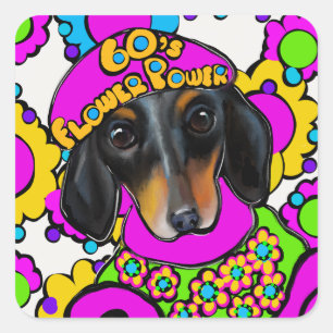 DACHSHUND  QUADRATISCHER AUFKLEBER