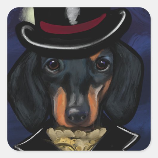 DACHSHUND QUADRATISCHER AUFKLEBER (Vorderseite)