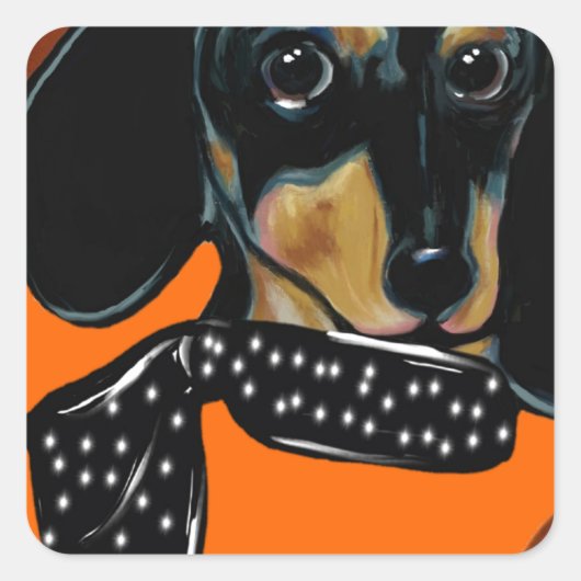 DACHSHUND QUADRATISCHER AUFKLEBER (Vorderseite)