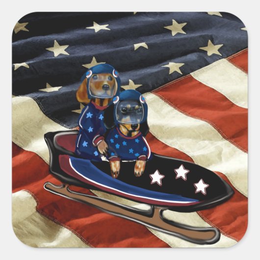 DACHSHUND  QUADRATISCHER AUFKLEBER (Vorderseite)