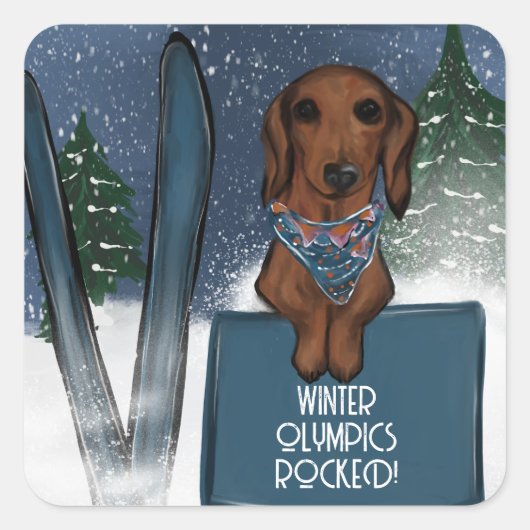 DACHSHUND QUADRATISCHER AUFKLEBER (Vorderseite)