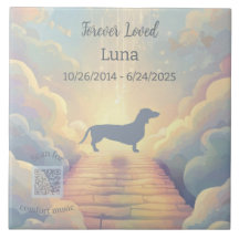 Dachshund Rainbow Bridge Memorial Tile with Music