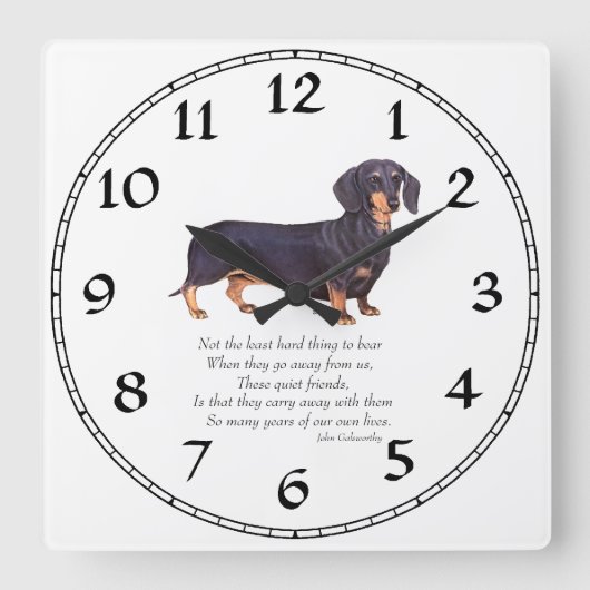 Dachshund Rainbow Bridge Quadratische Wanduhr (Vorderseite)