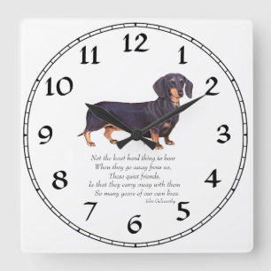Dachshund Rainbow Bridge Quadratische Wanduhr