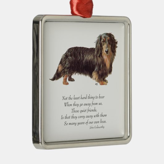 Dachshund Rainbow Bridge Silbernes Ornament (Rechts)