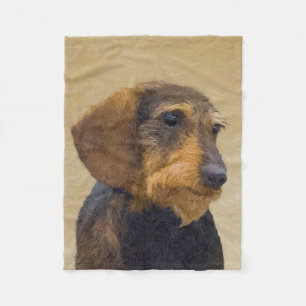 Dachshund (Rauhhaar) Malerei Originale Hundekunst Fleecedecke