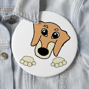 Dachshund Rehfarben und Creme spähender Cartoon Button