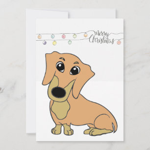Dachshund rehfarben und schwarz Cartoon Feiertagskarte