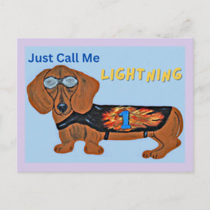 Dachshund Renn Hund NENNE MICH EINFACH BLITZ! Postkarte