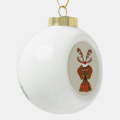 Dachshund-Rentier Keramik Kugel-Ornament (Links)