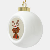 Dachshund-Rentier Keramik Kugel-Ornament (Rechts)